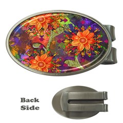 Abstract Flowers Floral Decorative Money Clips (oval)  by Nexatart