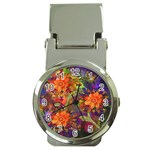 Abstract Flowers Floral Decorative Money Clip Watches Front