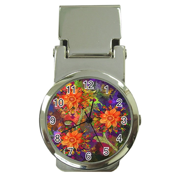 Abstract Flowers Floral Decorative Money Clip Watches