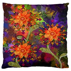 Abstract Flowers Floral Decorative Large Cushion Case (one Side) by Nexatart