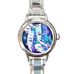 Abstract Mask Artwork Digital Art Round Italian Charm Watch by Nexatart