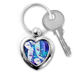 Abstract Mask Artwork Digital Art Key Chains (heart)  by Nexatart