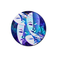 Abstract Mask Artwork Digital Art Rubber Coaster (round)  by Nexatart