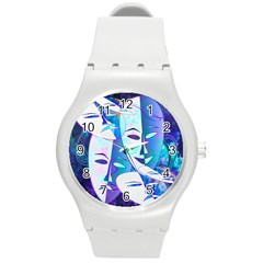 Abstract Mask Artwork Digital Art Round Plastic Sport Watch (m) by Nexatart