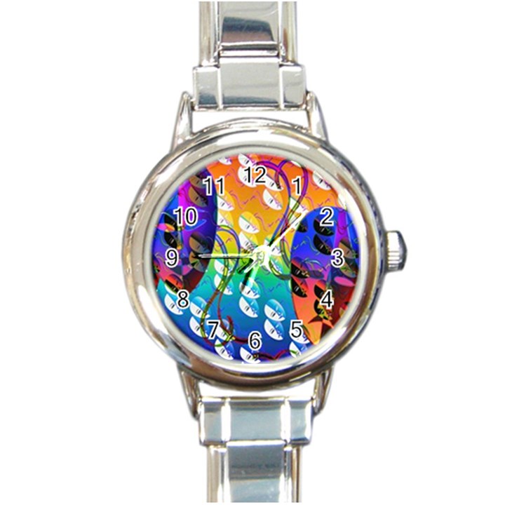 Abstract Mask Artwork Digital Art Round Italian Charm Watch