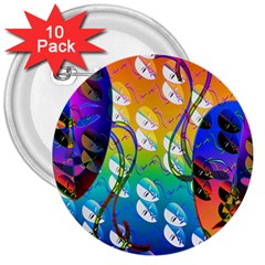 Abstract Mask Artwork Digital Art 3  Buttons (10 Pack)  by Nexatart