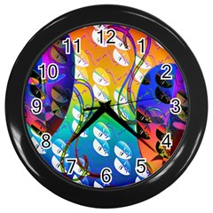 Abstract Mask Artwork Digital Art Wall Clocks (black) by Nexatart