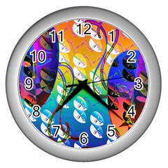 Abstract Mask Artwork Digital Art Wall Clocks (Silver) 