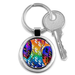 Abstract Mask Artwork Digital Art Key Chains (round)  by Nexatart