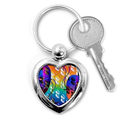 Abstract Mask Artwork Digital Art Key Chains (Heart) 