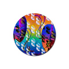 Abstract Mask Artwork Digital Art Rubber Round Coaster (4 pack) 