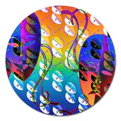 Abstract Mask Artwork Digital Art Magnet 5  (Round)