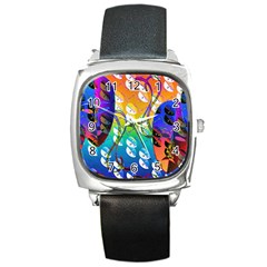 Abstract Mask Artwork Digital Art Square Metal Watch