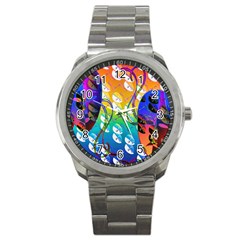 Abstract Mask Artwork Digital Art Sport Metal Watch