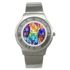 Abstract Mask Artwork Digital Art Stainless Steel Watch