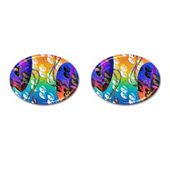 Abstract Mask Artwork Digital Art Cufflinks (Oval)