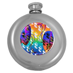 Abstract Mask Artwork Digital Art Round Hip Flask (5 oz)