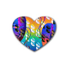 Abstract Mask Artwork Digital Art Rubber Coaster (Heart) 