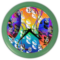 Abstract Mask Artwork Digital Art Color Wall Clocks