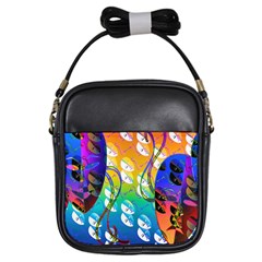 Abstract Mask Artwork Digital Art Girls Sling Bags