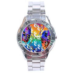 Abstract Mask Artwork Digital Art Stainless Steel Analogue Watch