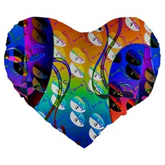 Abstract Mask Artwork Digital Art Large 19  Premium Heart Shape Cushions