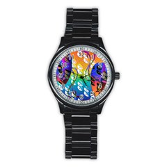 Abstract Mask Artwork Digital Art Stainless Steel Round Watch