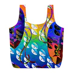 Abstract Mask Artwork Digital Art Full Print Recycle Bags (L) 