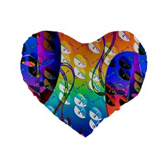 Abstract Mask Artwork Digital Art Standard 16  Premium Flano Heart Shape Cushions