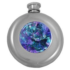 Abstract Ship Water Scape Ocean Round Hip Flask (5 Oz) by Nexatart