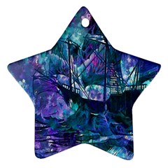 Abstract Ship Water Scape Ocean Star Ornament (two Sides) by Nexatart