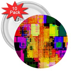 Abstract Squares Background Pattern 3  Buttons (10 Pack)  by Nexatart