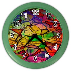 Abstract Squares Triangle Polygon Color Wall Clocks by Nexatart