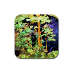 Abstract Trees Flowers Landscape Rubber Square Coaster (4 Pack)  by Nexatart