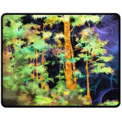 Abstract Trees Flowers Landscape Fleece Blanket (medium)  by Nexatart