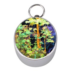 Abstract Trees Flowers Landscape Mini Silver Compasses by Nexatart