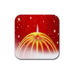 Advent Candle Star Christmas Rubber Coaster (square)  by Nexatart