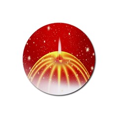 Advent Candle Star Christmas Rubber Coaster (round)  by Nexatart