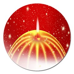 Advent Candle Star Christmas Magnet 5  (round) by Nexatart