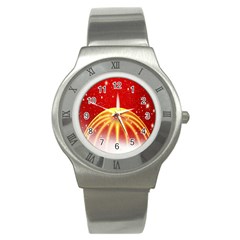 Advent Candle Star Christmas Stainless Steel Watch by Nexatart