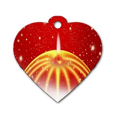 Advent Candle Star Christmas Dog Tag Heart (one Side) by Nexatart