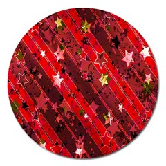 Advent Star Christmas Poinsettia Magnet 5  (round) by Nexatart