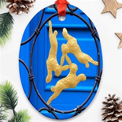 Animal Hare Window Gold Ornament (oval) by Nexatart