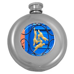 Animal Hare Window Gold Round Hip Flask (5 Oz) by Nexatart