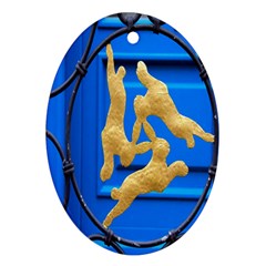 Animal Hare Window Gold Oval Ornament (two Sides) by Nexatart