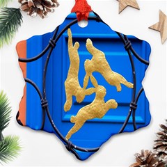 Animal Hare Window Gold Ornament (snowflake) by Nexatart