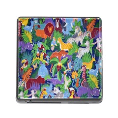 Animated Safari Animals Background Memory Card Reader (square) by Nexatart