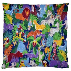 Animated Safari Animals Background Large Flano Cushion Case (two Sides) by Nexatart