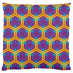 Yellow Honeycombs Pattern                                                          	large Flano Cushion Case (two Sides) by LalyLauraFLM