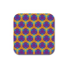 Yellow Honeycombs Pattern                                                          			rubber Square Coaster (4 Pack by LalyLauraFLM